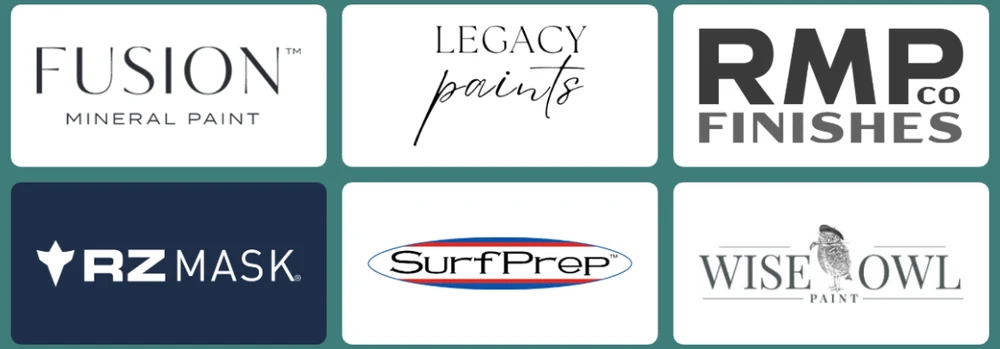 Fusion Mineral Paint, Legacy Paints, RMP Finishes, RZ Mask, SurfPrep and Wise Owl Paint logos